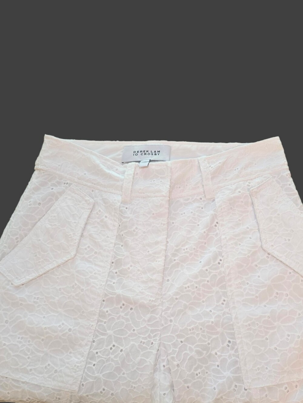 Derek Lam 10 Crosby Mila Floral Eyelet Utility Cropped Pants In White - Picture 6 of 10